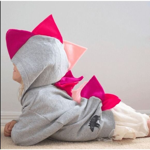 Kids/Baby Pink Girl Dinosaur‎ Hoodie Costume, Outfit, Dino Sweatshirt -6 Months - Picture 2 of 6